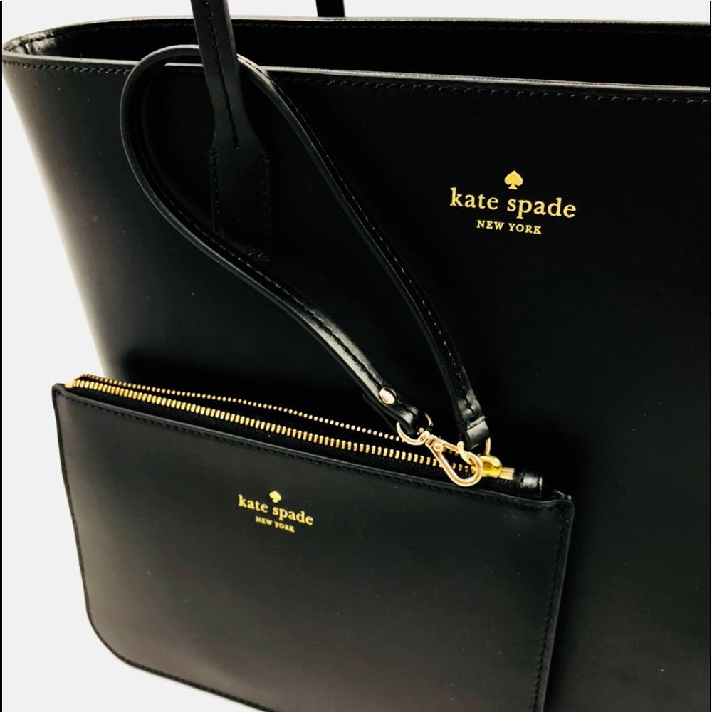 ❤️Host Pick❤️New! Kate Spade Black Leather Tote Bag Set - Picture 3 of 7